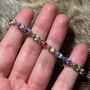 Sterling silver Ross Simons rainbow gemstone tennis bracelet